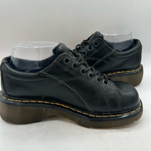 RARE DAISY Flower Dr. Martens  Chunky Black Leather 12283 Oxford Boot WMS Sz 7 - Picture 7 of 15